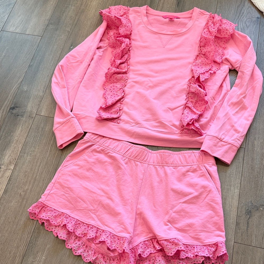 Pink eyelet Ruffled Lilly P Set